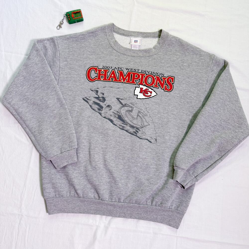 Vintage Kansas City Chiefs 2003 Division Champs Sweatshirt NFL Football - XL